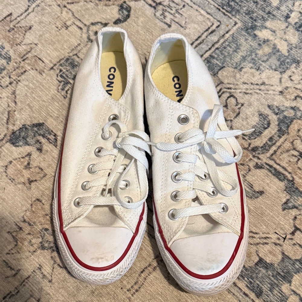 Converse White and Red Canvas Sneakers